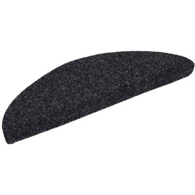 Image of vidaXL Self adhesive Stair Mats 5 pcs Black 56x17x3 cm Needle Punch