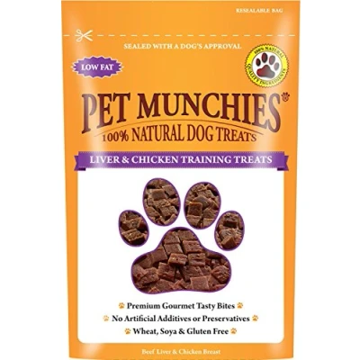 Image of Pet Munchies Liver and Chicken Dog Training Treats, Grain Free Tasty Bites with Natural Real Meat, Low in Fat High Protein 50g