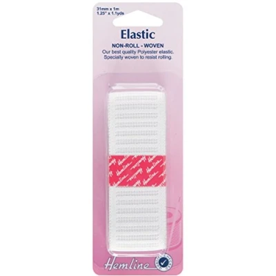 Image of White Non Roll Elastic [1m X 31mm]