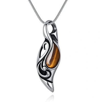 Image of COAI Eyes of The Sun Stainless Steel Necklace Tiger Eye Crystal for Men 55cm