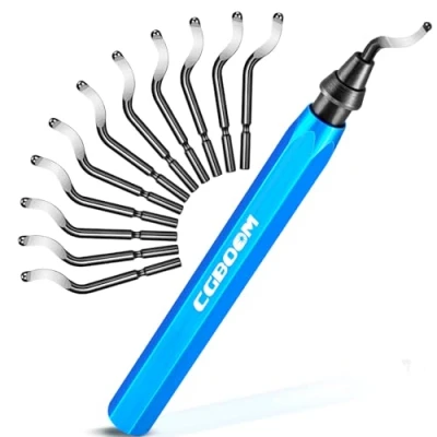 Image of CGBOOM Deburring Tool, Deburrer with Metal Handle+10 Extra HSS(Steel) Blades 360 Degree Rotatable Pen Reamer Burr Remover for 3D Prints, Pipe, Plastic, Aluminum, Copper, PVC and Steel
