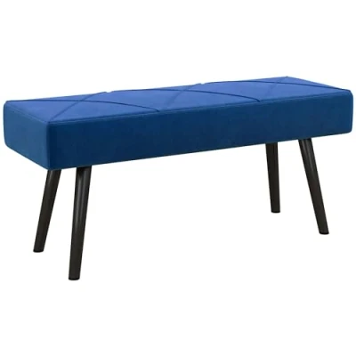Image of HOMCOM End of Bed Bench with X Shape Design and Steel Legs, Upholstered Hallway for Bedroom, Blue