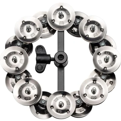 Image of Meinl Percussion Headliner Hihat Tambourine Add On for Drum Cymbals 5 inch Diameter Mylar / Steel, Black Silver (HTHH2BK)