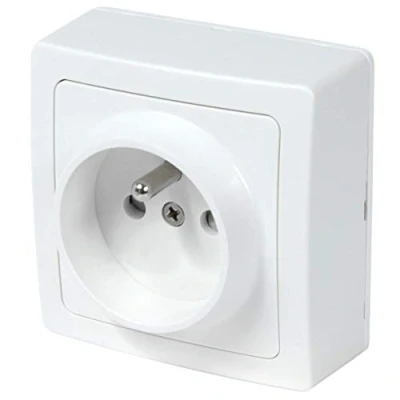 Image of Toggle Switch Standard Sockets Extra Flat Socket Wireless Wall Blok Series 2P+T White Debflex