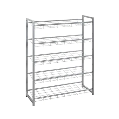 Image of HAKU Mobel Shoe Rack Alu, Metal Size: W 80 cm X H 106 D 30 cm, Style: Modern