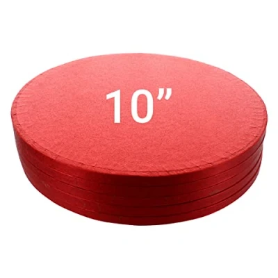 Image of Culpitt Cake Boards, Red 10&quot; Drum, Round 10 Inch (254mm) 0.5 (13mm) Thick Pack of 5
