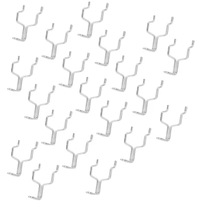 Image of 20x Adjustable Double Pegboard Hooks fits European 19mm &amp; 25mm (3/4&quot; or 1&quot;) Peg Boards