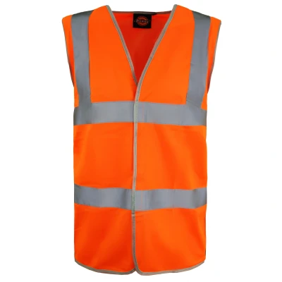 Image of Dickies SA30310 OR L Size Large Hi Vis Highway Safety Waistcoat Orange