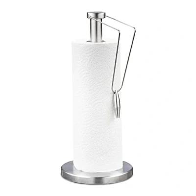 Image of Relaxdays Kitchen Roll Holder Standing Brushed Stainless Steel 34 x 15 cm High Paper Silver
