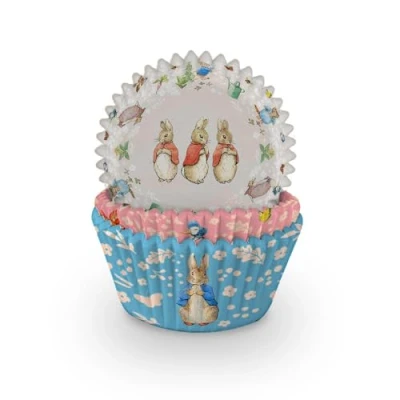 Image of Anniversary House Official Beatrix Potter™ Peter Rabbit™ Cupcake Cases for Baking, Pack of 75, Rabbit Party Decorations, Muffin Cake Christening, Birthday, Baby Shower, J129