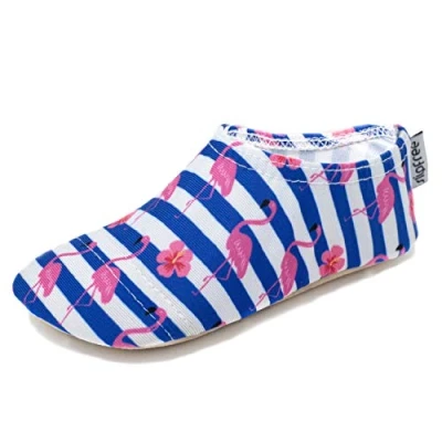 Image of Slipfree Non Slip Shoes for Girls and Boys. Light, Soft Comfortable, Unisex Kids Beach Water with Protective Sole, Ideal Holiday, Sports Home. Stripe, Age 9 18 Months