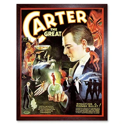 Image of Wee Blue Coo Advertising Theatre Stage Magician Carter Great Art Print Framed Poster Wall Decor 12X16 Inch