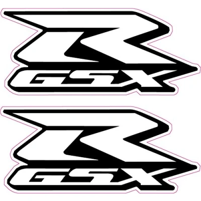 Image of 2 x GSXR Suzuki Motorcycle Stickers White &#039;R&#039; Decals Quality Printed Vinyl Label