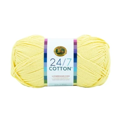Image of Lion Brand Yarn Company Cotton Yarn, 100 Percent Cotton, Lemon,15.24x6.35x6.35 cm