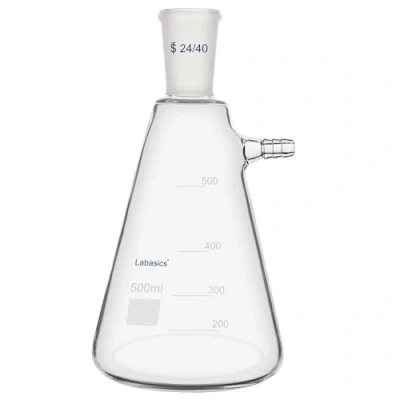 Image of Labasics 500 ml Filtering Flask with 24/40 Standard Taper Joint, High Borosilicate Glass Filter Flask, Bolt Neck Tubulation, 9 mm Hose Interface