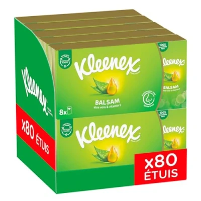 Image of Kleenex Balsam Pocket Tissues Pack of 8 Packs Balm Protect and Soothe Your Nose when You&#039;ve Got a Cold Balmcare with Aloe Vera, Vitamin E Calendula