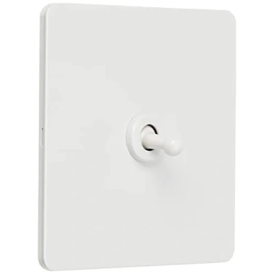 Image of Schneider Electric Ultimate Screwless Flat Plate Single Toggle 2 Way Light Switch, 16AX, GU1412TPW, Painted White