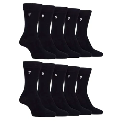 Image of Farah 10 Pairs Multipack Mens Bamboo Dress Socks Bright Cotton with Gentle Grip Top (6 11, Black)