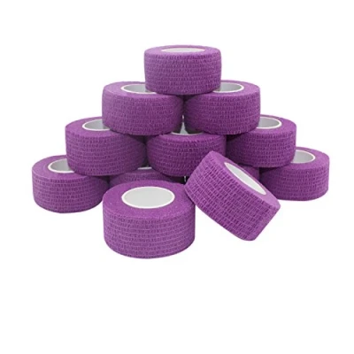 Image of COMOmed Cohesive Bandages Vet Wrap Elastic Bandage Purlpe 2.5cm x 4.5m 12 rolls Ankle Non woven FDA certified