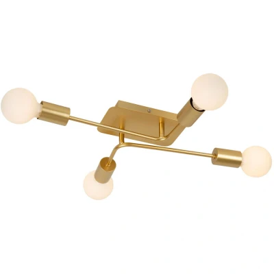 Image of Lucide LESTER Flush ceiling light 4xE27 Matt Gold / Brass
