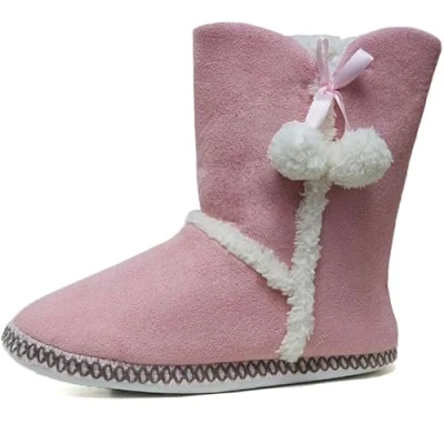 Image of DUNLOP Ladies Bootie Slippers Soft Warm Cosy Faux Fur Lined Sparkly Winter Ankle Boots (Amy Pink, UK Footwear Size System, Adult, Women, Numeric, Medium, 6)