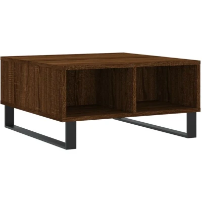 Image of vidaXL Coffee Table in Brown Oak Engineered Wood with Iron Legs, Stable &amp; Durable, Ideal for Living Room, Ample Storage