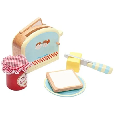 Image of Le Toy Van Honeybake Wooden Toaster Breakfast Set Pretend Kitchen Play Kids Role Accessories