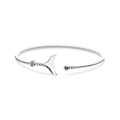 Image of Thomas Sabo Women Bangle Tail fin with Blue Stones 925 Sterling Silver, Blackened AR109 644 1