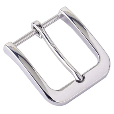 Image of Bright Silver 304 Stainless Steel Pin Buckle for Men Leather Belt Replacement Snap On 40mm Fashion