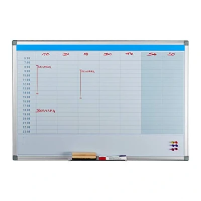 Image of Relaxdays Magnetic Whiteboard, Daily Planner, for Walls, Wipeable, Planning Pen Tray, Memo Board 60 x 90 cm, White, Iron 50% Steel, 5 cm