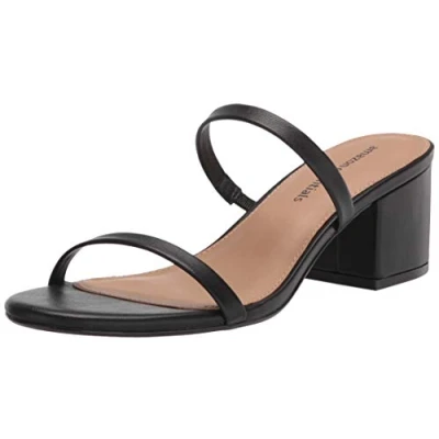 Image of Amazon Essentials Women&#039;s Thin Two Strap Heeled Slide, Black, 7 UK
