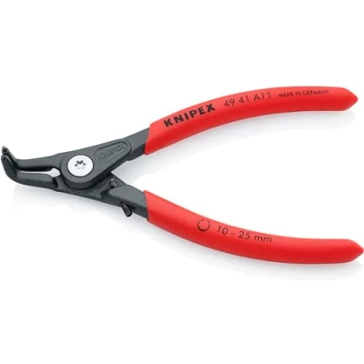 Image of Knipex Precision Circlip Pliers for external circlips on shafts grey atramentized, with non slip plastic coating 130 mm 49 41 A11