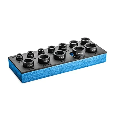 Image of Capri Tools 3/8 in. Drive Stubby Impact Socket Set, SAE, 5/16 to 1 in, 12 Piece