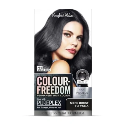 Image of Colour Freedom Metallic Stone grey Permanent Hair Dye with PurePlex. Ultra Glossy Conditioning Colour. 100% coverage. By Knight &amp; Wilson.