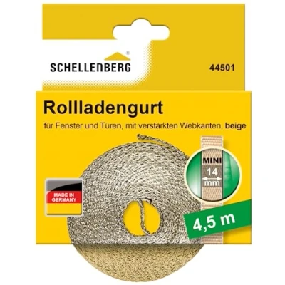 Image of Schellenberg 44501 Roller Shutter Strap for Window (Width: 14 mm, Mini System: 4.5 m), Beige,