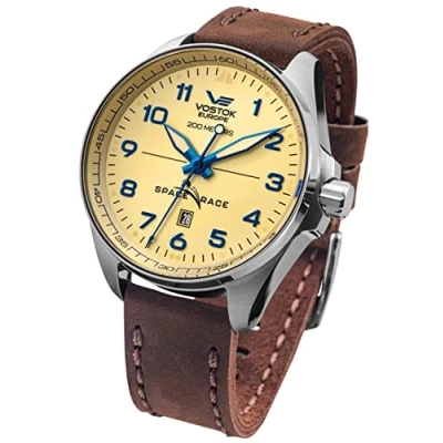 Image of Vostok Europe Men Analog Automatic Watch with Leather Strap YN55 325A663