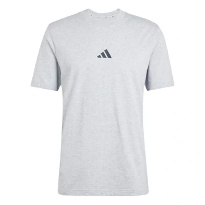 Image of adidas Men&#039;s Essential Three Stripes Single Jersey TEE, Medium Grey Heather/Black, XS