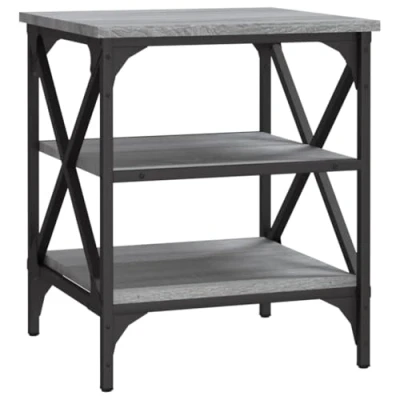 Image of vidaXL Stylish Engineered Wood Side Table in Grey Sonoma Finish with Ample Storage and Adjustable Legs for Stability