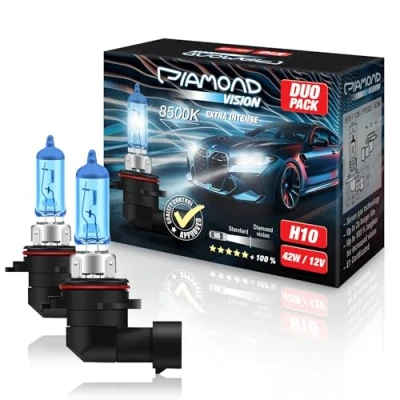Image of 2x H10 12V 42W 8500K Diamond Vision Halogen Bulbs Alogene Effect Xenon Look Blue White Racing Anti Error Night Breaker Laser Moto PY20D