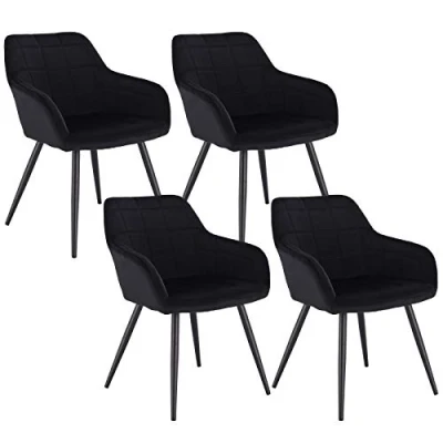 Image of WOLTU Dining Chairs set of 4 Black Velvet,Kitchen Living Room Reception with Padded Seat,BH93sz