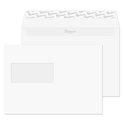 Image of Blake Envelopes Premium Business 31708 Briefumschläge Haftklebung Mit Fenster Schnee Weiß Wove C5 162 x 229 mm 120g/m² 500 Stück