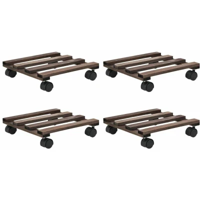 Image of vidaXL Plant Rollers 4 pcs Cedar Wood 25x25 cm