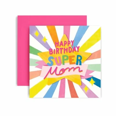 Image of Huxters Happy Birthday Card for Mom Her Super Star Pastel Gift 14.8cm (Mom Birthday)