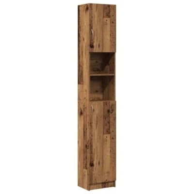 Image of vidaXL Bathroom Cabinet Engineered Wood, Old Wood Finish, 32x25.5x190 cm Modern Storage Solution