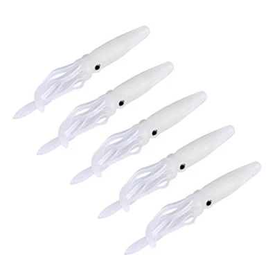 Image of Luminous Squid Fishing Bait, 5pcs Plastic Bait Soft Shrimp Hooks Tackle (#1)