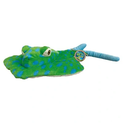 Image of EcoBuddiez Stingray from Deluxebase. Small Spotted Ray 38cm Soft Plush Animals made Recycled Plastic Bottles. Eco Friendly Cuddly Gift for Kids and Cute Stuffed Animal Toy Toddlers.