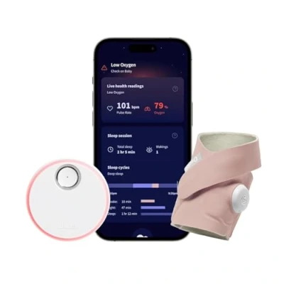 Image of Owlet Dream Sock® Smart Baby Monitor Track Live Pulse (Heart) Rate, Oxygen in Infants Dusty Rose