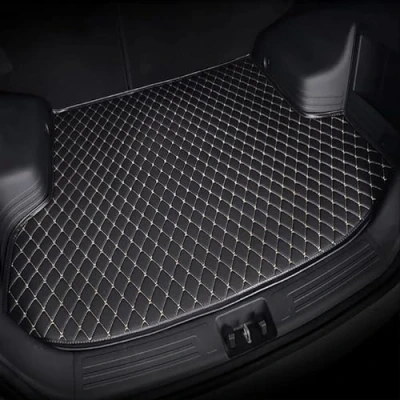 Image of Leather Car Boot Mat for KIA NIRO 2017 2022 2023 2024 Hybrid, Waterproof Anti Scratch Non Slip Trunk Pad, Cargo Tray Protector Liners Accessories,Black Beige