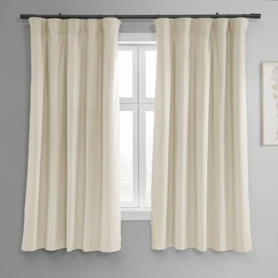 Image of HPD Half Price Drapes Signature Velvet Thermal Blackout Curtains for Living Room 63 Inch Long (1 Panel) Rod Pocket Insulated Bedroom Window Curtains, 50W x 63L, Porcelain White