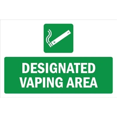 Image of Designated vaping area sign 1mm flexible Plastic (300mm x 200mm)